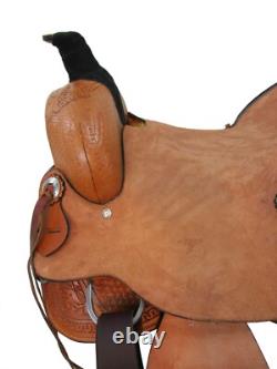 Western Saddle Hard Seat Pleasure Trail Tooled Leather Tack Set 15 16 17 18