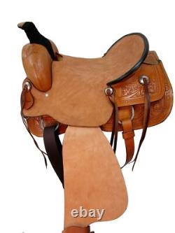 Western Saddle Hard Seat Pleasure Trail Tooled Leather Tack Set 15 16 17 18