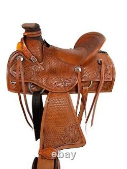 Western Saddle Horse Pleasure Trail Floral Tooled Leather Used Set 15 16 17 18