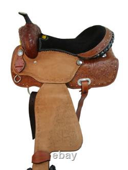 Western Saddle Horse Trail Barrel Racing Floral Tooled Leather Used Tack 15 16