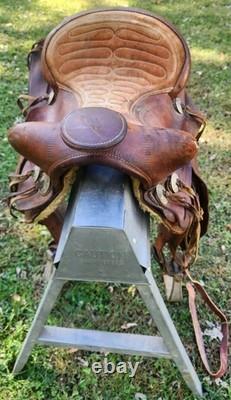 Western Saddle Leather Horse Rider Used Country Cowboy Farm Prop In Kansas City