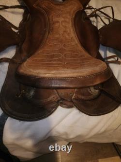 Western Saddle Leather Horse Rider Used Country Cowboy Farm Prop In Kansas City