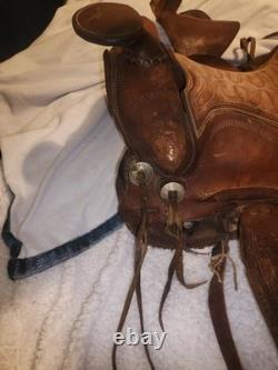 Western Saddle Leather Horse Rider Used Country Cowboy Farm Prop In Kansas City