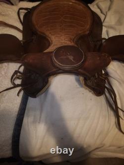 Western Saddle Leather Horse Rider Used Country Cowboy Farm Prop In Kansas City