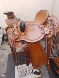 Western Saddle Leather Wade Tree A Fork Roping Ranch Horse Saddle size 10 -18