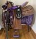Western Saddle Package Complete Medium Oil Withpurple Accents 16 Seat