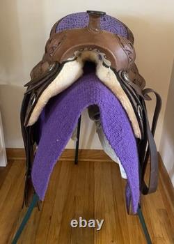 Western Saddle Package Complete Medium Oil withPurple Accents 16 Seat