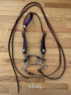 Western Saddle Package Complete Medium Oil withPurple Accents 16 Seat