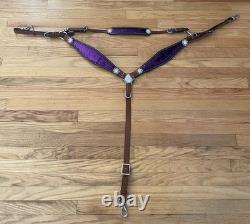 Western Saddle Package Complete Medium Oil withPurple Accents 16 Seat