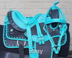 Western Saddle Pleasure Trail Barrel Racing Teal Horse Tack Set Used