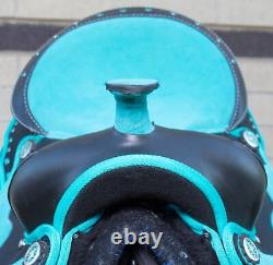 Western Saddle Pleasure Trail Barrel Racing Teal Horse Tack Set Used