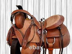 Western Saddle Roping Roper Horse Ranch Used Tooled Leather Tack Set 15 16 17 18