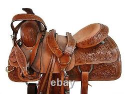 Western Saddle Roping Roper Ranch Used Leather Floral Tooled Tack 15 16 17 18