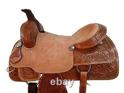 Western Saddle Roping Roper Ranch Used Leather Floral Tooled Tack 15 16 17 18