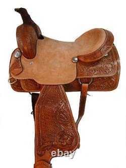 Western Saddle Roping Roper Ranch Used Leather Floral Tooled Tack 15 16 17 18