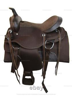 Western Saddle Synthetic Brown Pleasure Barrel Racing Trail Used Tack 15 16 17