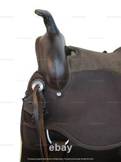 Western Saddle Synthetic Brown Pleasure Barrel Racing Trail Used Tack 15 16 17