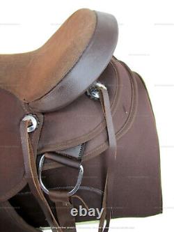 Western Saddle Synthetic Brown Pleasure Barrel Racing Trail Used Tack 15 16 17