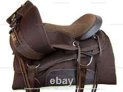 Western Saddle Synthetic Brown Pleasure Barrel Racing Trail Used Tack 15 16 17