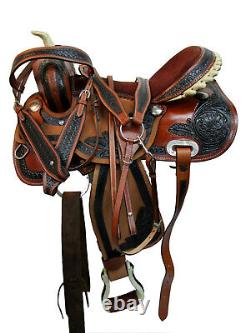 Western Saddle Trail Horse Barrel Racing Pleasure Used Leather Tack 15 16 17 18