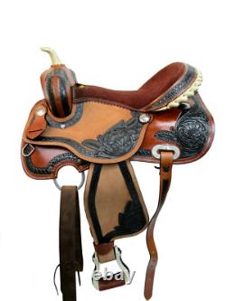 Western Saddle Trail Horse Barrel Racing Pleasure Used Leather Tack 15 16 17 18