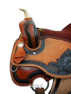 Western Saddle Trail Horse Barrel Racing Pleasure Used Leather Tack 15 16 17 18