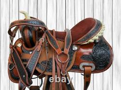 Western Saddle Trail Horse Barrel Racing Pleasure Used Leather Tack 15 16 17 18
