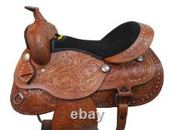 Western Saddle Trail Horse Pleasure Barrel Racing Tooled Leather Set 15 16 17 18