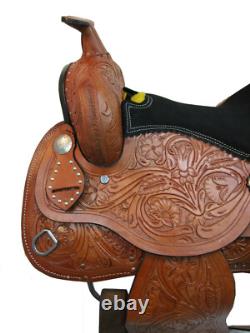 Western Saddle Trail Horse Pleasure Barrel Racing Tooled Leather Set 15 16 17 18