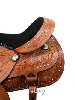 Western Saddle Trail Horse Pleasure Barrel Racing Tooled Leather Set 15 16 17 18