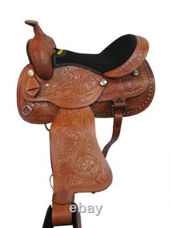 Western Saddle Trail Horse Pleasure Barrel Racing Tooled Leather Set 15 16 17 18