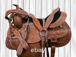 Western Saddle Trail Horse Pleasure Barrel Racing Tooled Leather Set 15 16 17 18