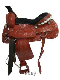 Western Saddle Trail Horse Pleasure Floral Tooled Leather Used Tack 15 16 17 18