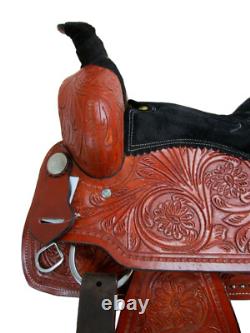 Western Saddle Trail Horse Pleasure Floral Tooled Leather Used Tack 15 16 17 18