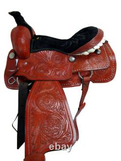 Western Saddle Trail Horse Pleasure Floral Tooled Leather Used Tack 15 16 17 18