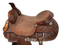 Western Saddle Trail Horse Pleasure Floral Tooled Used Leather Tack 15 16 17 18