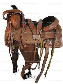 Western Saddle Trail Horse Pleasure Roping Tooled Leather Used Tack 15 16 17 18