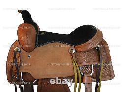 Western Saddle Trail Horse Pleasure Roping Tooled Leather Used Tack 15 16 17 18