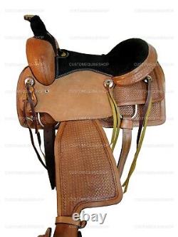 Western Saddle Trail Horse Pleasure Roping Tooled Leather Used Tack 15 16 17 18