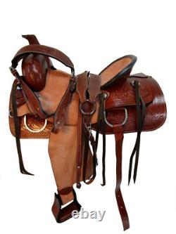 Western Saddle Trail Pleasure Hard Seat Rough Out Used Leather 15 16 17 18