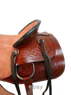 Western Saddle Trail Pleasure Hard Seat Rough Out Used Leather 15 16 17 18