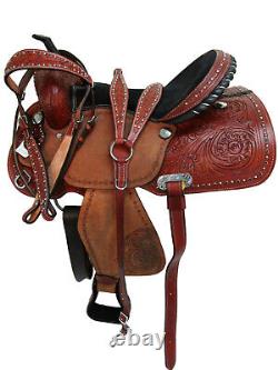 Western Saddle Trail Pleasure Horse Barrel Tooled Leather Used Tack 15 16 17 18