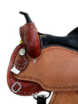 Western Saddle Trail Pleasure Horse Barrel Tooled Leather Used Tack 15 16 17 18