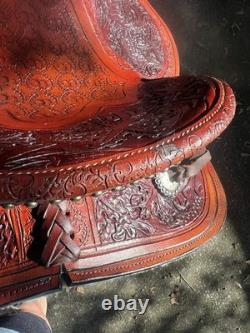 Western Saddle Triple T Decorative Tooled Leather Horse Saddle