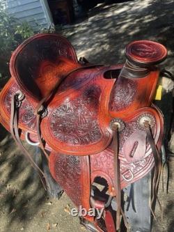 Western Saddle Triple T Decorative Tooled Leather Horse Saddle