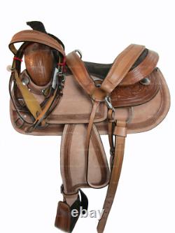 Western Saddle Used Pleasure Horse Trail Tooled Leather Tack 15 16 17 18
