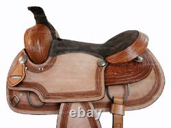 Western Saddle Used Pleasure Horse Trail Tooled Leather Tack 15 16 17 18