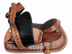 Western Saddle Used Pleasure Horse Trail Tooled Leather Tack 15 16 17 18