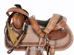Western Saddle Used Pleasure Roping Horse Trail Tooled Leather Tack 15 16 17 18
