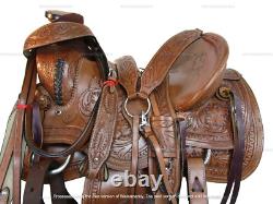 Western Saddle Wade Roping Ranch Afork Tooled Leather Wood Tree 15 16 17 18 Used